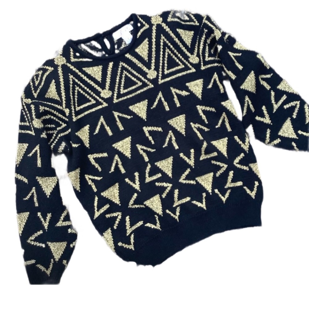 Vintage 80s 90s gold geometric sweater Avant Garde
Pit 22
Length 26